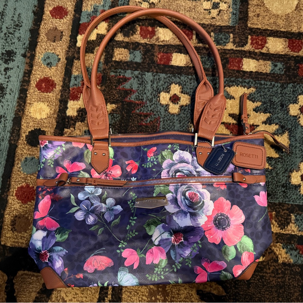 Rosetti Vibrant Floral Tote - Purple and Pink